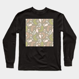 Modern Floral and Leaf Pattern Long Sleeve T-Shirt